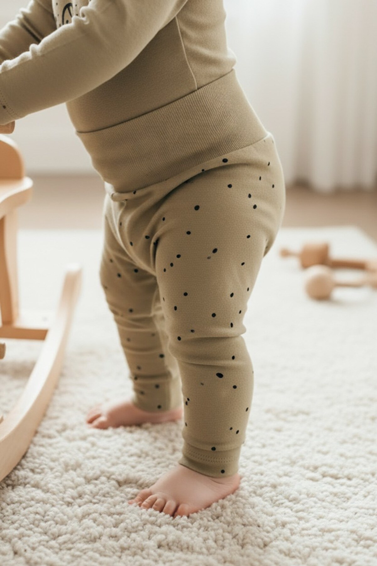 Little Gusto Yüksek Bel Pantolon Bebek Cosmos Haki Organik Pamuk fotoğrafı 3 (önizleme)