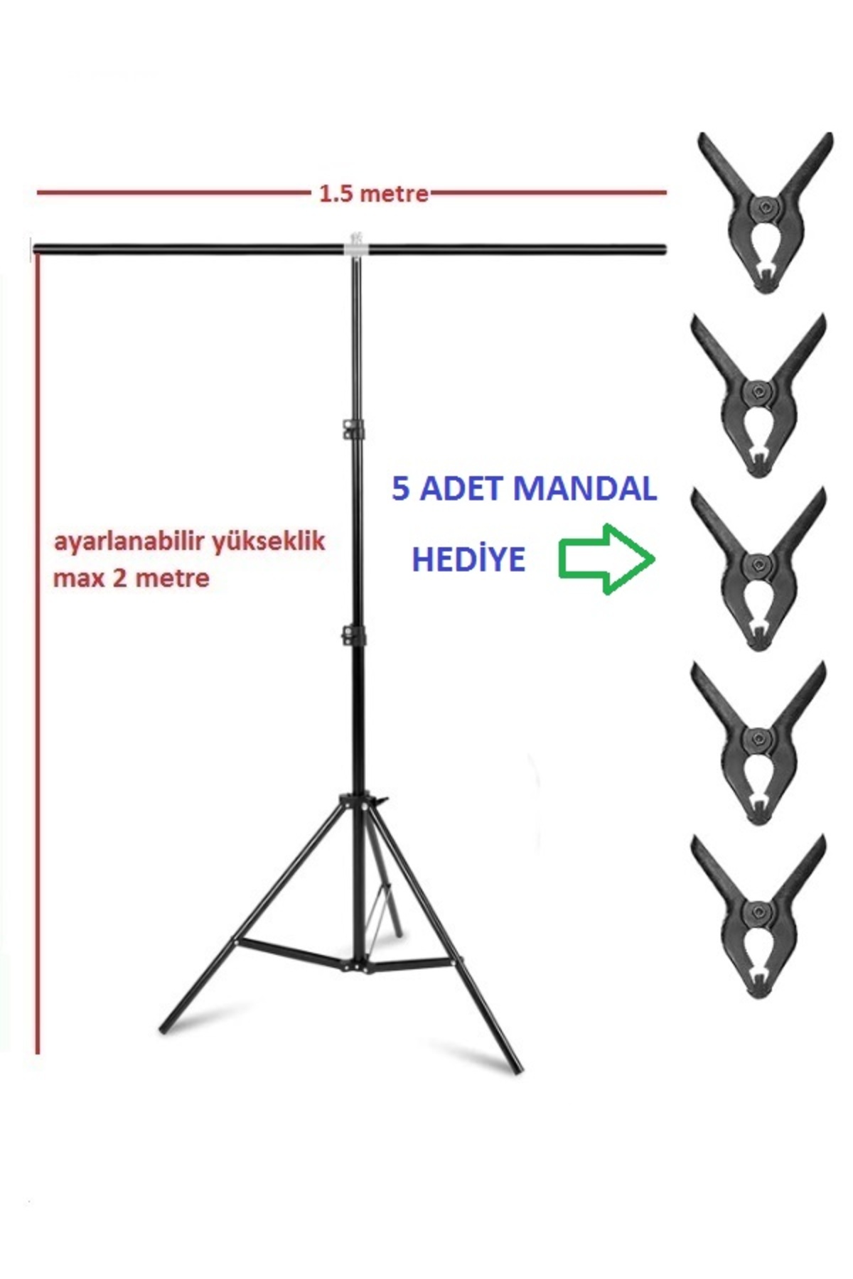 1.5x2m taşınabilir T fon standı background stand kolay kurulum devrilmez,süs,balon,parti,tanıtım