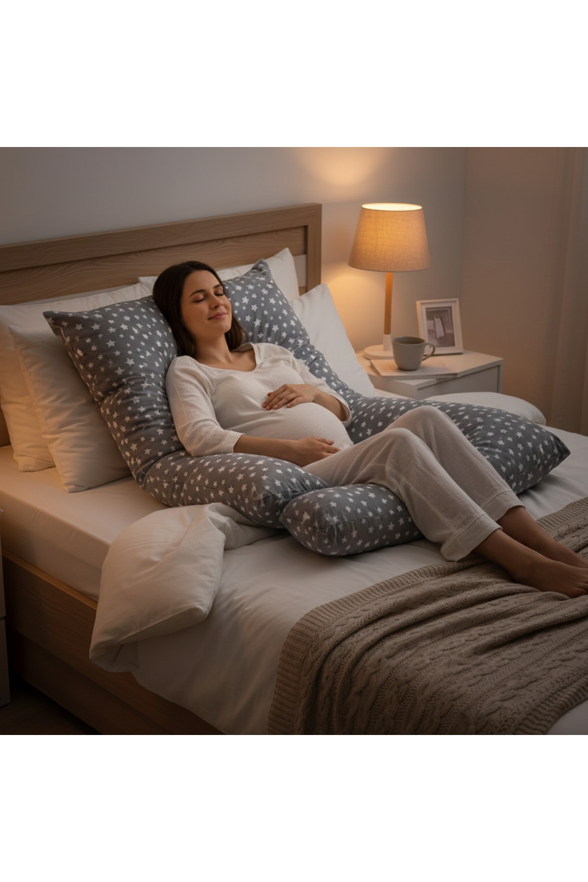 OMZ Yıkanabilir Kılıflı Sırt Bacaklar ve Göbek Destekli Hamile Yastığı fotoğrafı 3 (önizleme)