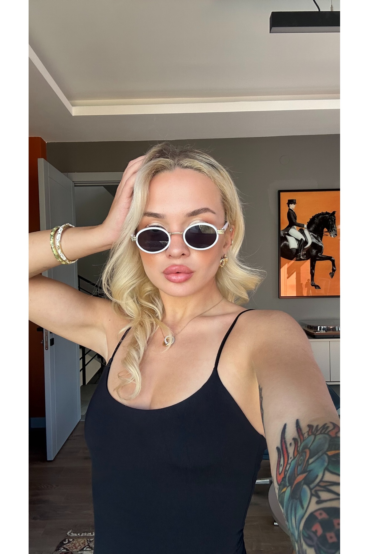 Angel Eyes Siyah Camlı Beyaz-gold Çerçeveli Unisex Güneş Gözlüğü Ae9065c7 görsel 3