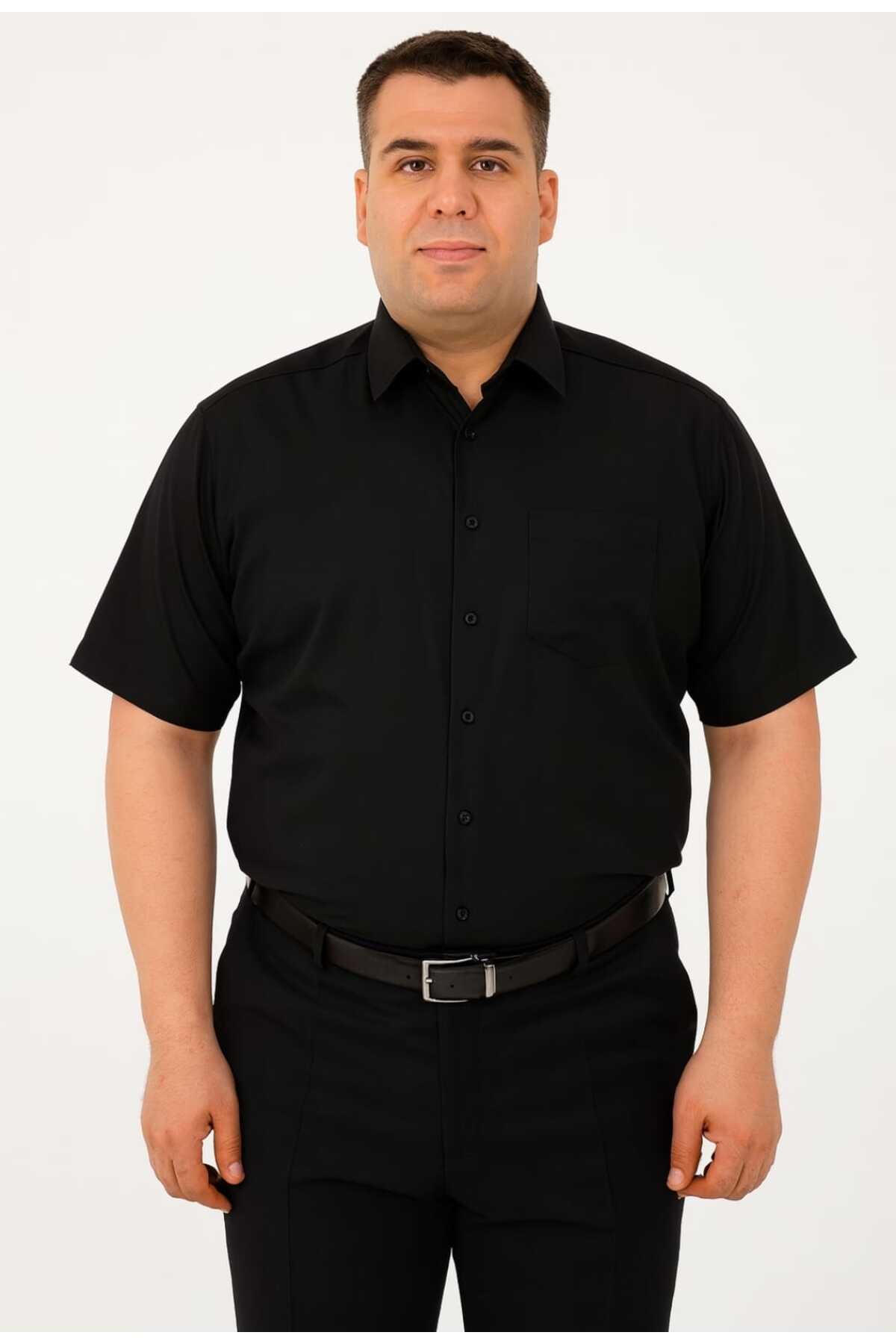hodbehod ORİJİNAL DÜZ DACRON BÜYÜK BEDEN BATTAL KISA KOL CEPLİ BABA GÖMLEK 2XL,3XL,4XL (ÜST KALİTE ÜRÜN)