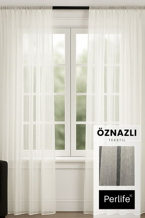 Perlife Gold ® Hafif Parlak Armür Tül Perde – Kendinden Çizgili – Sık Pile | ...