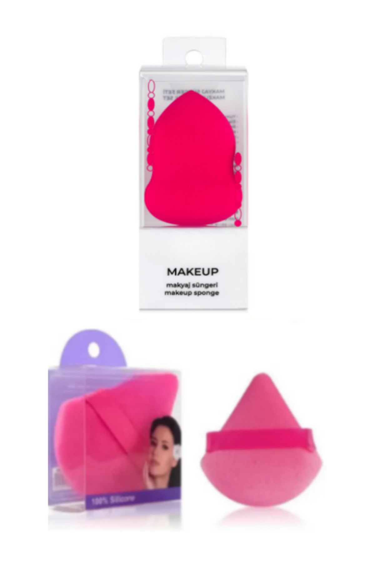 Acarlar Ticaret 2'Li Profesyonel Makyaj Sünger Seti, Bb Krem, Fondöten, Kapatıcı, Pudra Uygulama 2'Li Set