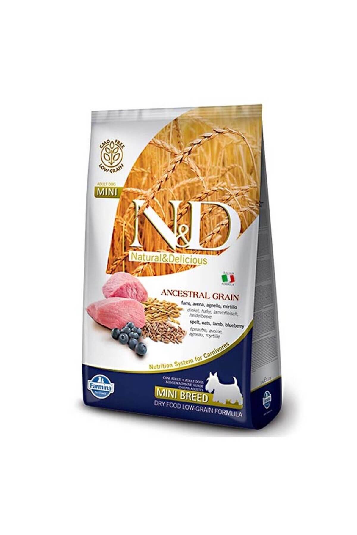 N&D Düşük Tahıllı Kuzu Etli Yaban Mersinli Mini Yetişkin Köpek Maması 7 Kg