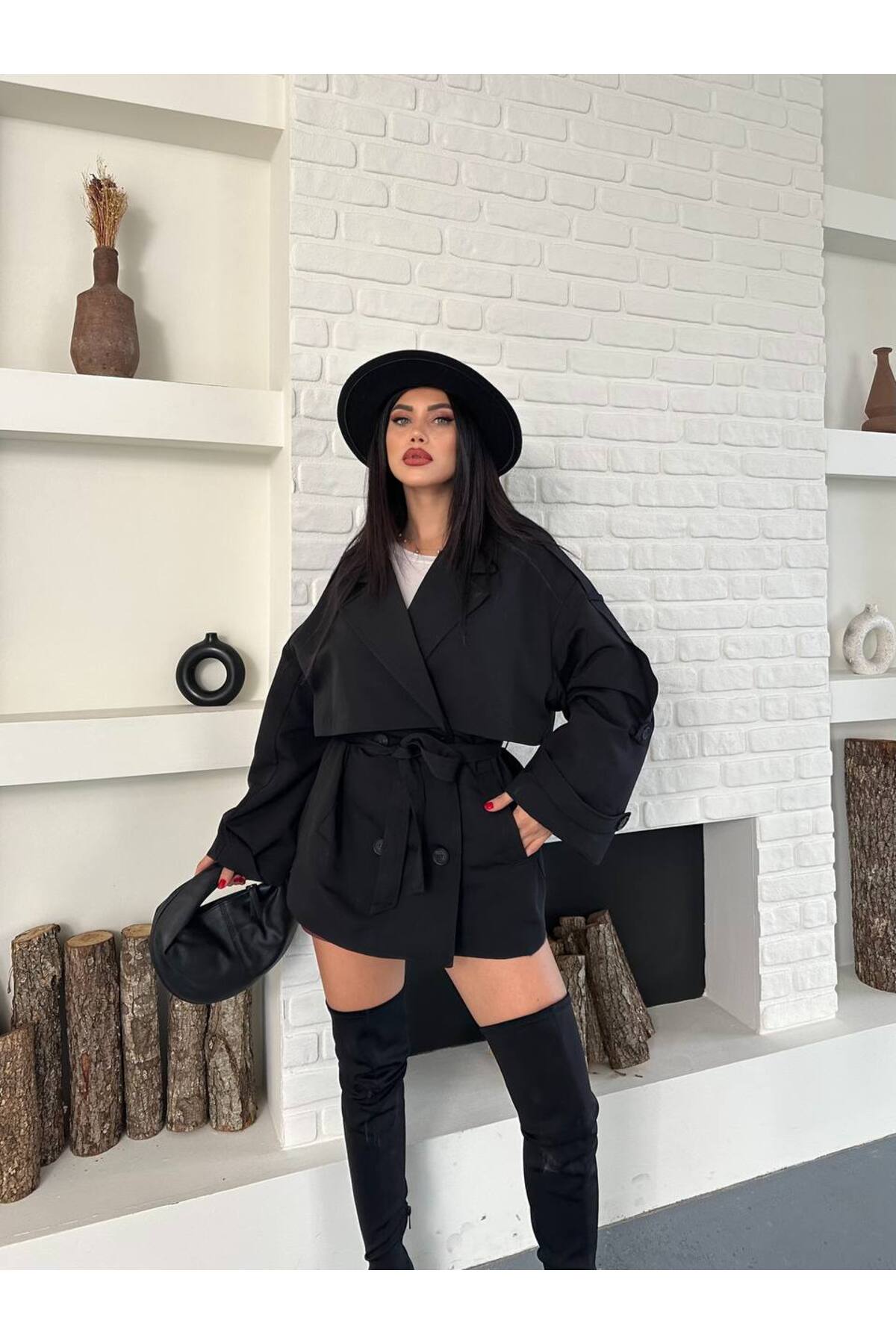 Kadın Beli Kemerli Premıum Trençkot