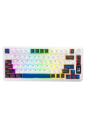 Rampage Quell Pro Dijital Ekranlı Beyaz Hot Swap 2.4G + BT Wireless RGB Gaske...