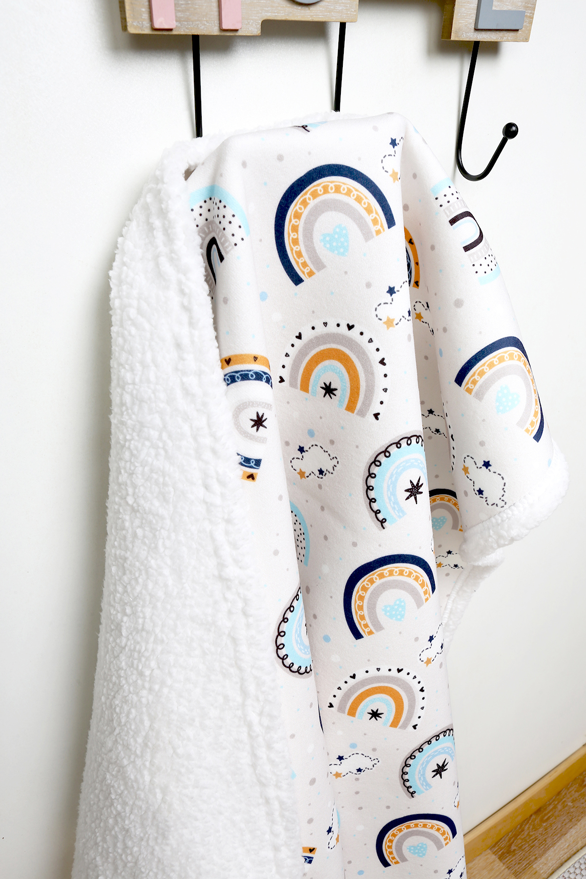 HAMUR Fluffy Bebek Battaniyesi 80x100 Cm Gök Mavi Kundak Puset Çift Taraflı Koyun Tüyü Battaniye 100x80 fotoğrafı 5 (önizleme)