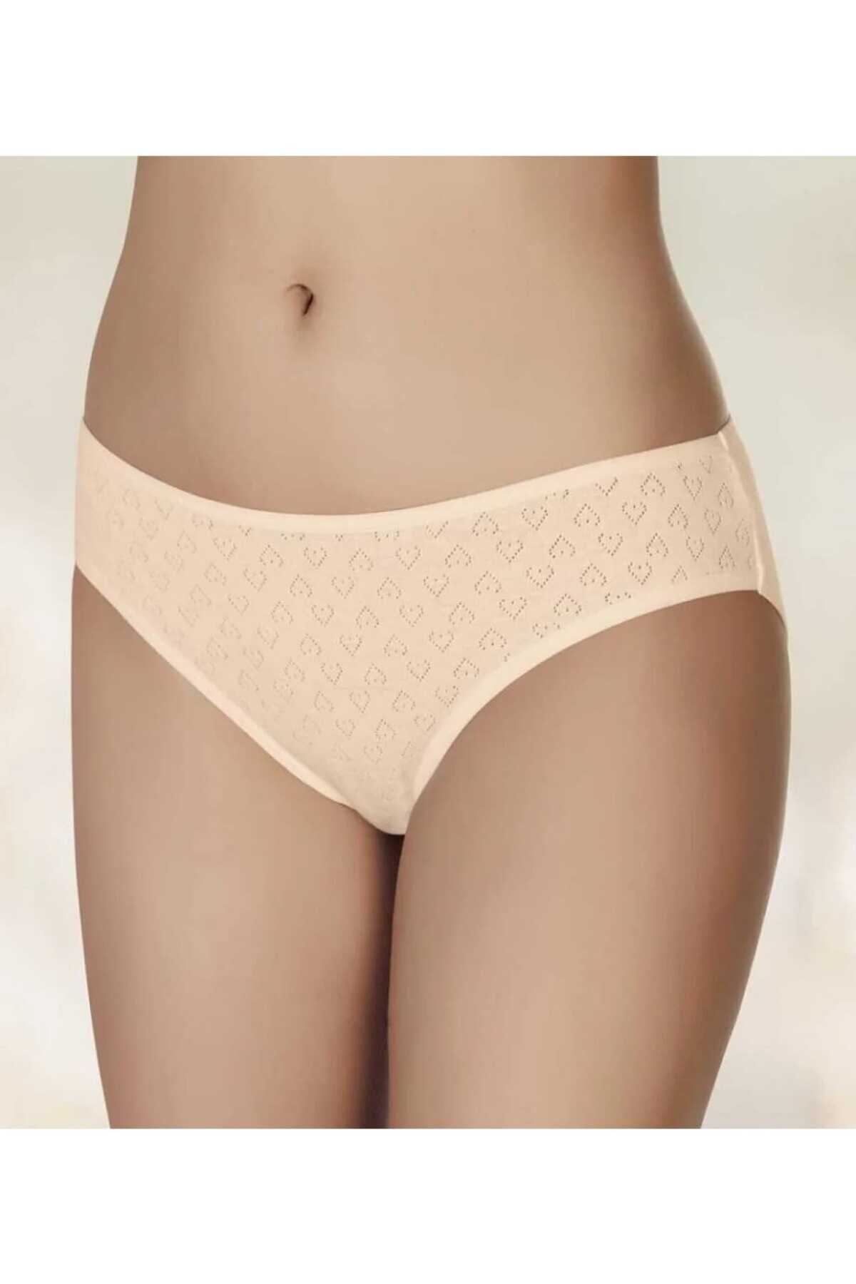 6pcs Cotton Rib Heart Bikini Panties Skin