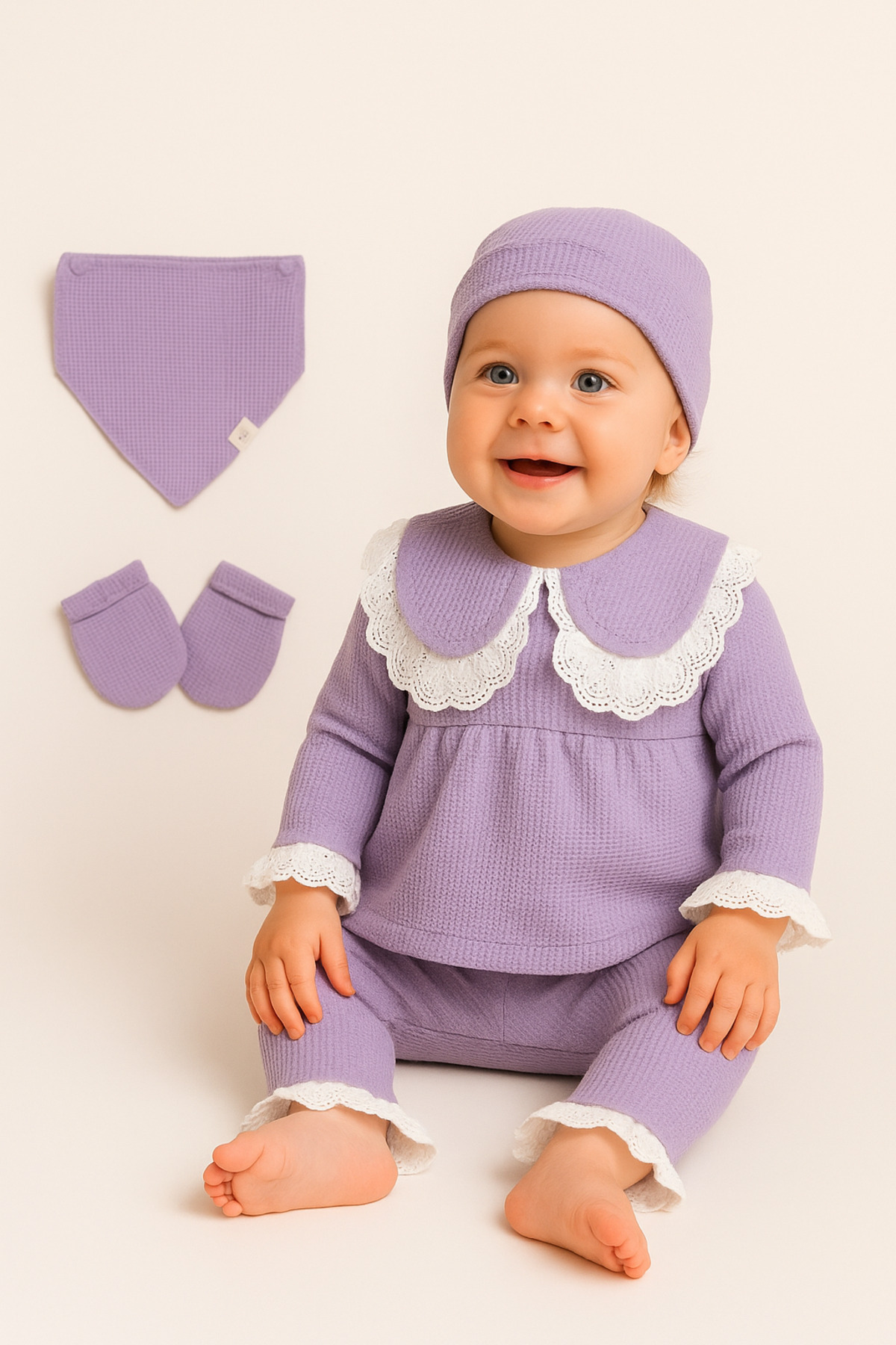 nevrankids Kız Bebek Fistolu Hastane Çıkışı 5'Li Yeni Doğan Seti 0-3 Ay fotoğrafı 3 (önizleme)