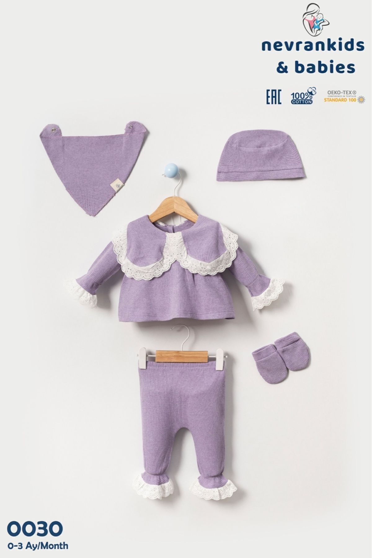 nevrankids Kız Bebek Fistolu Hastane Çıkışı 5'Li Yeni Doğan Seti 0-3 Ay fotoğrafı 4 (önizleme)