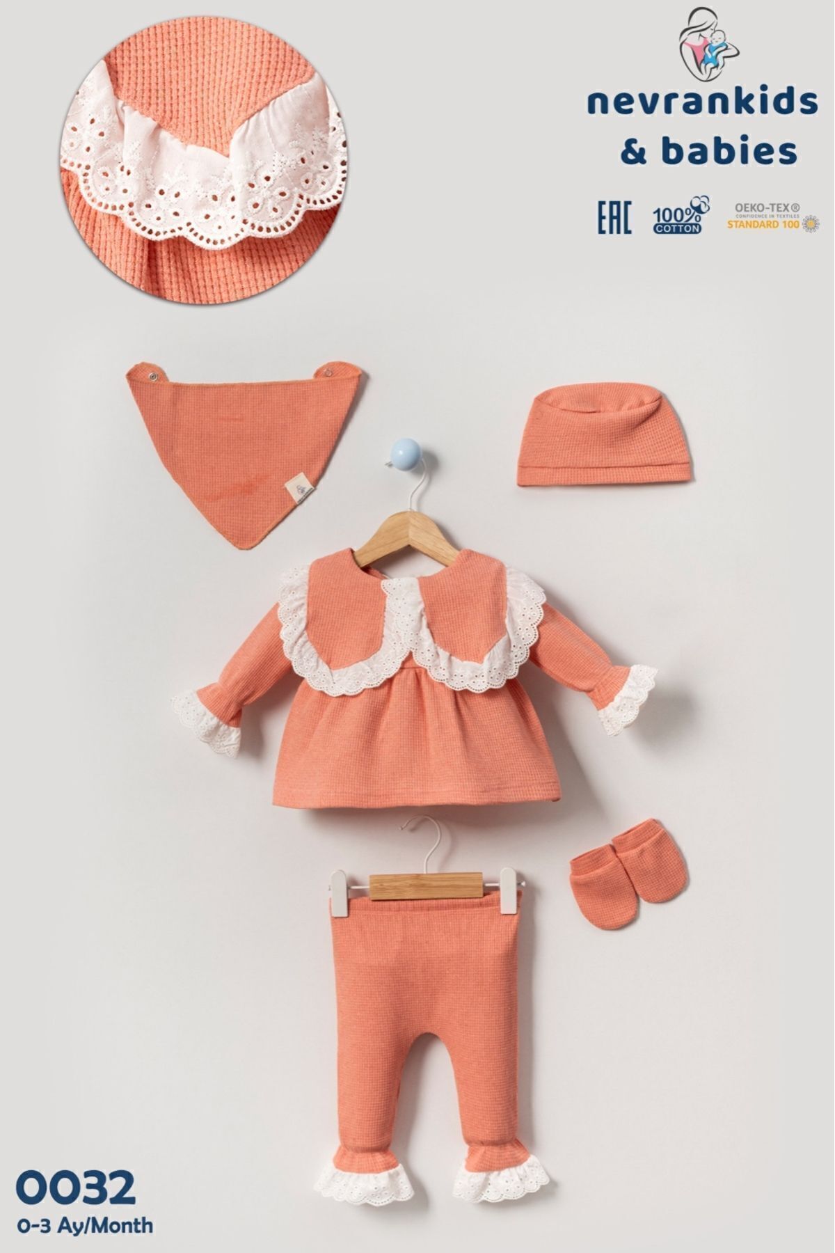 nevrankids Kız Bebek Fistolu Hastane Çıkışı 5'Li Yeni Doğan Seti 0-3 Ay fotoğrafı 4 (önizleme)