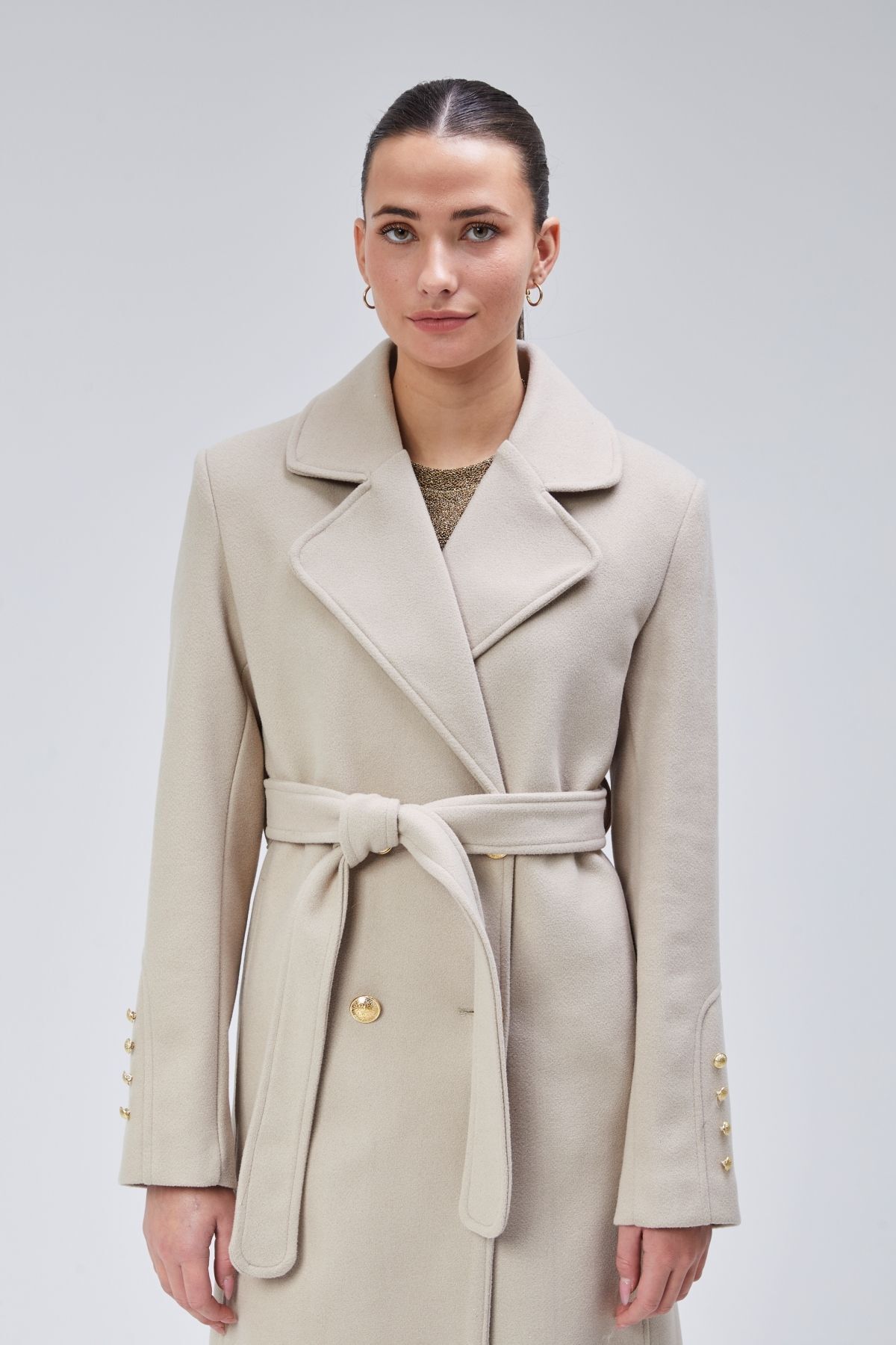 Bolivente  Kadın Kol Düğme Detaylı Regular Astarlı Kaban - Görsel 2