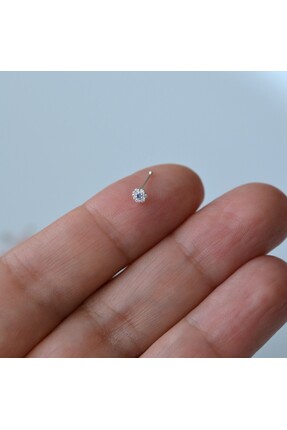 Heppii 925 Ayar Gümüş Mini Nazar Çiçek Hızma Nazarlı Burun Piercing