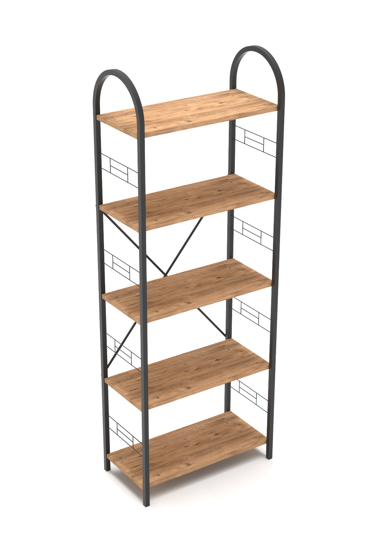 Goldfalez Metal Kitaplık Atlantik Çam 180 cm görsel 5