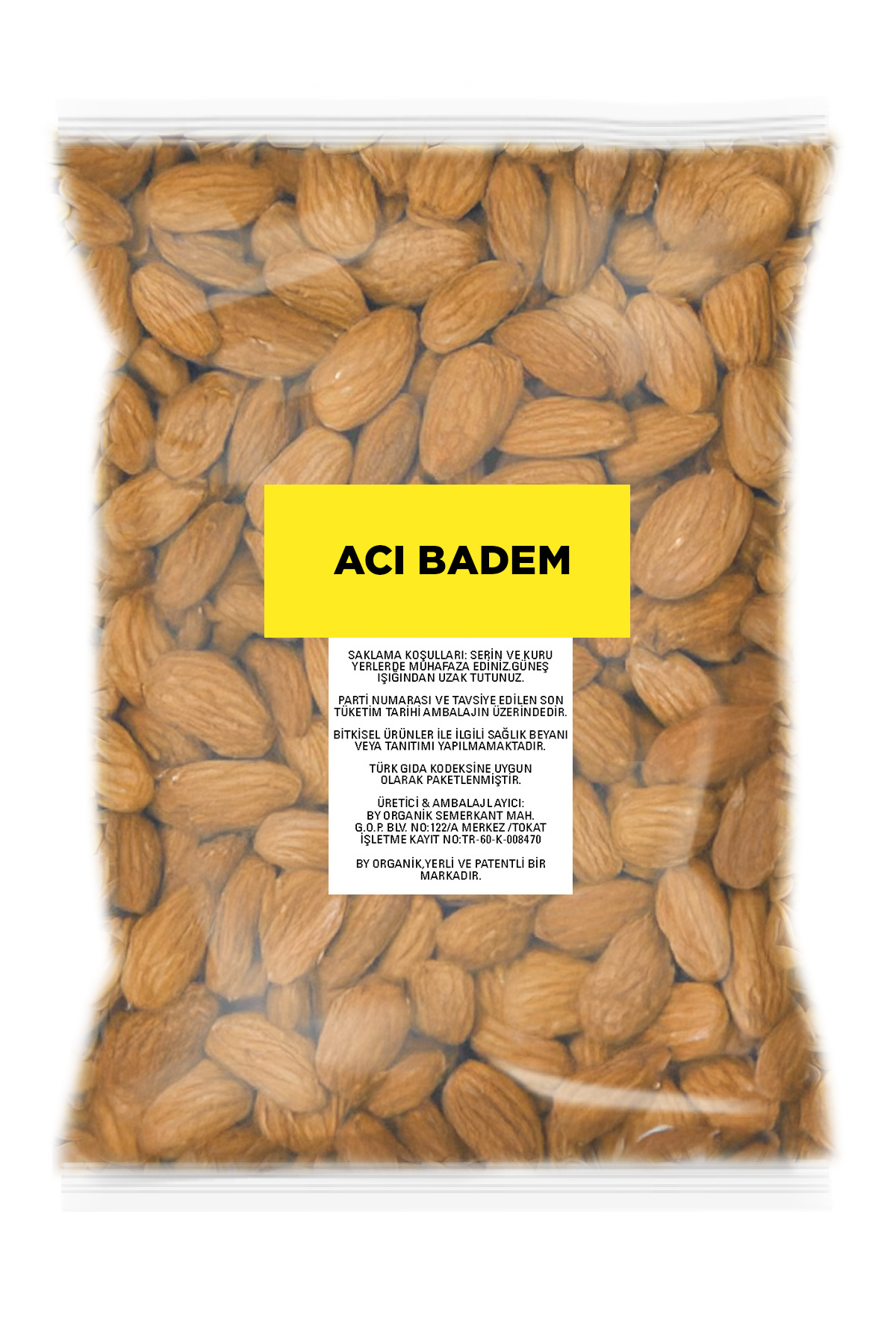 BY ORGANİK Acı Badem 500 gr ( Çiğ - Tuzsuz )