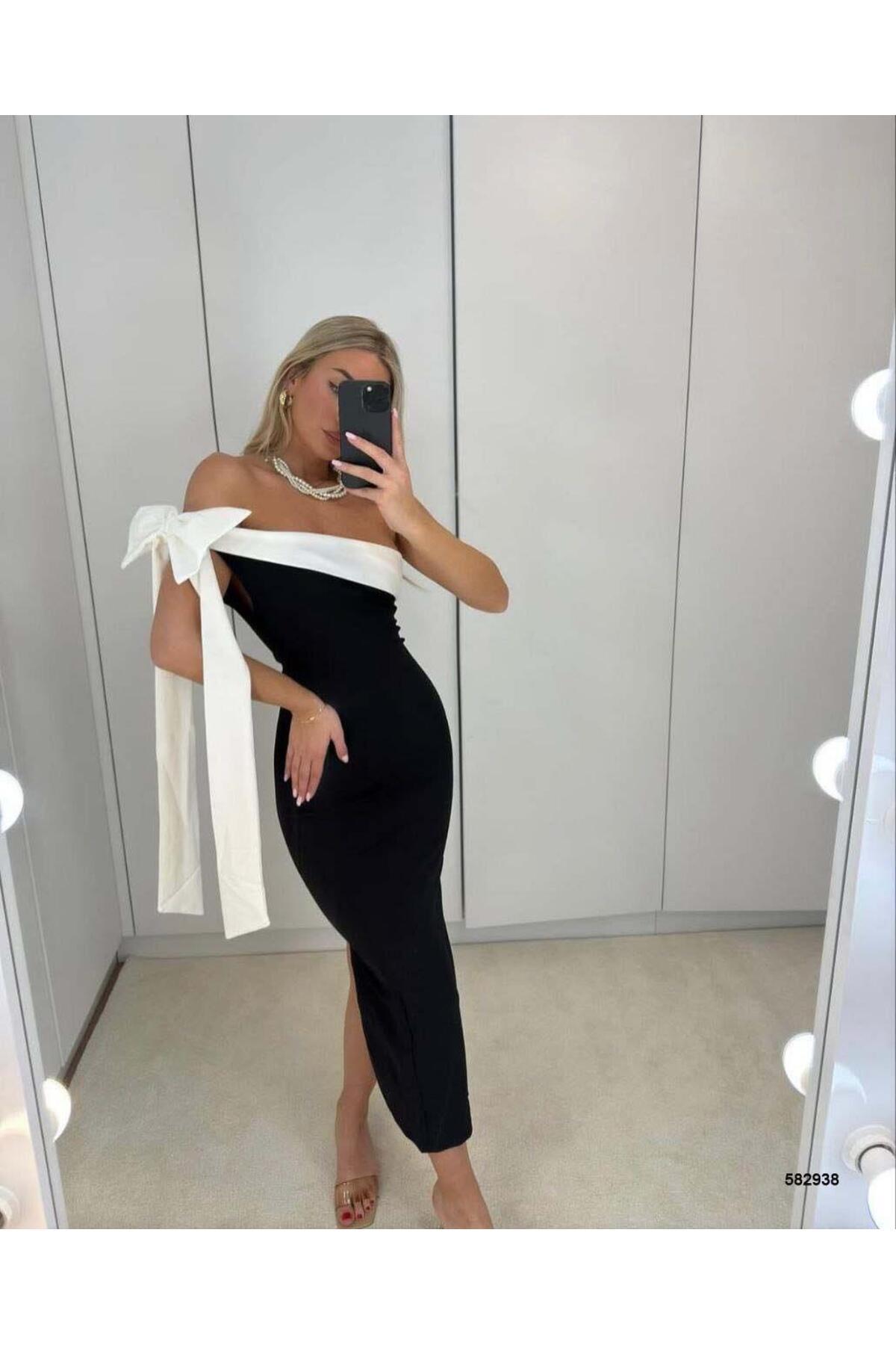 Emirela Černobílé krepové šaty 582938