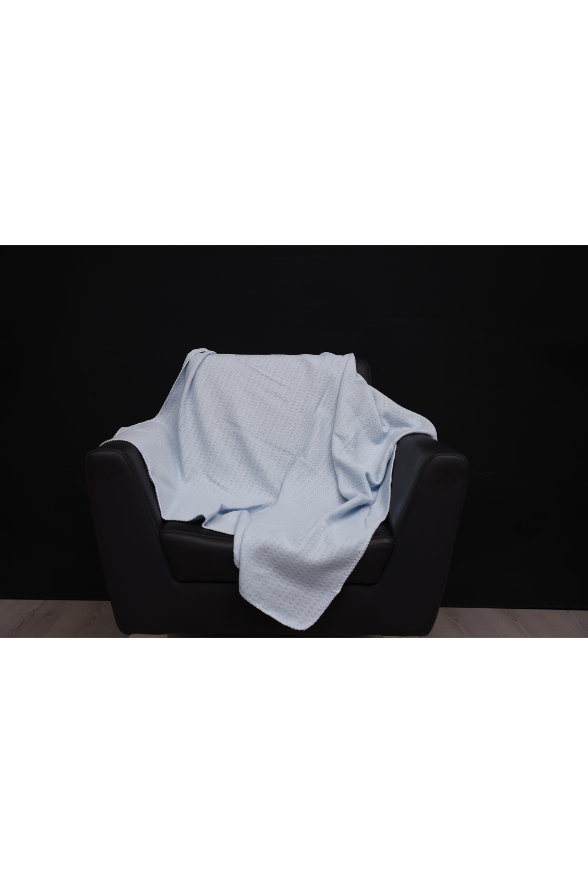 MoonBaby Organik Örgü Desen Bebek Pikesi & %100 Pamuklu 105 X 105 Bebek Battaniyesi - Mavi fotoğrafı 2 (önizleme)