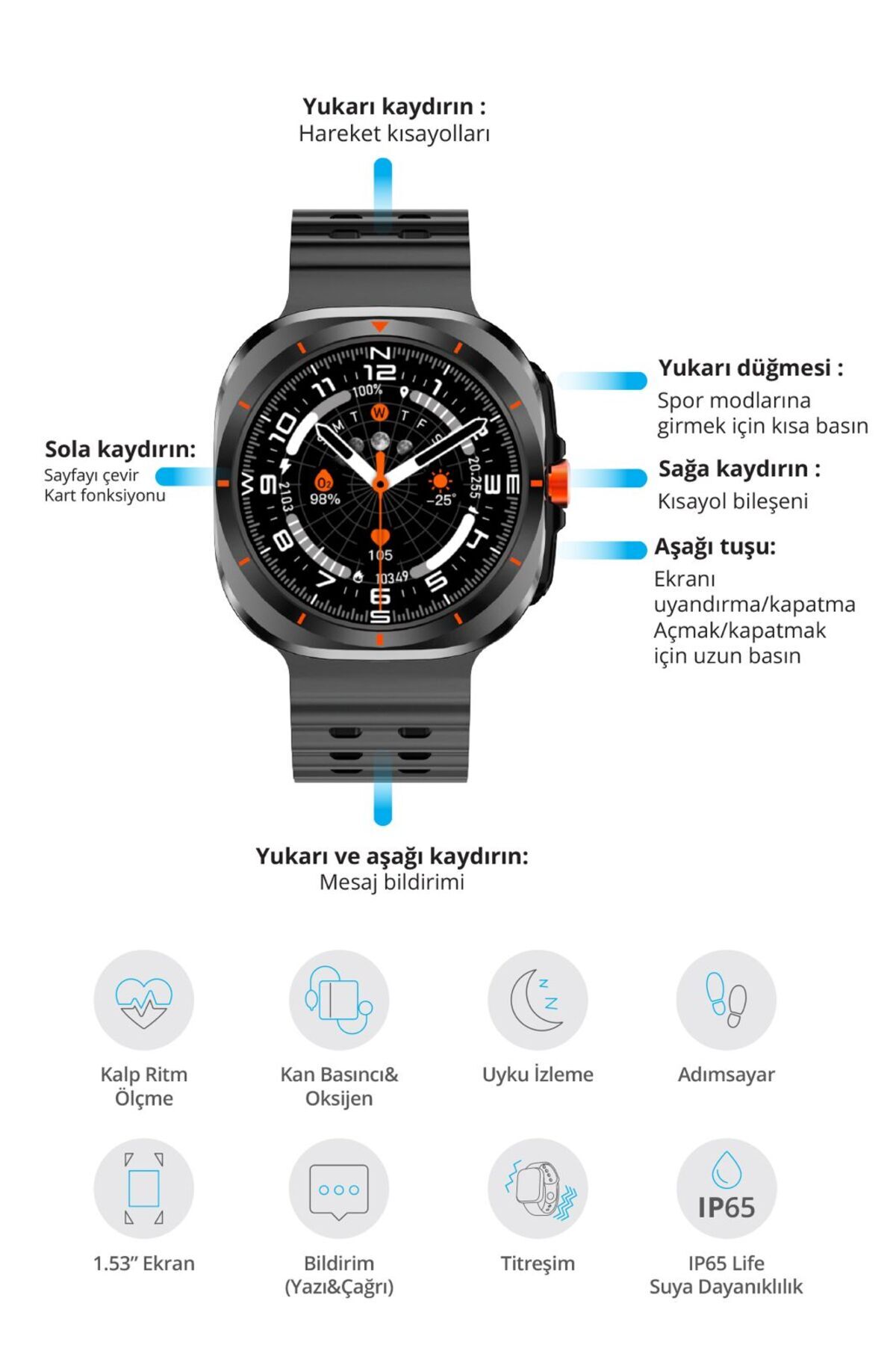 Piranha 9922 Akıllı Saat / Sesli Görüşme/ 1.53