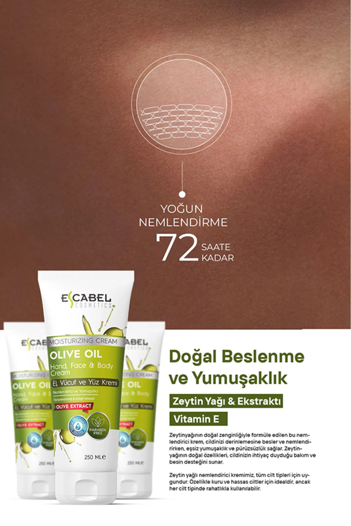 Zeytinyağlı Nemlendirici Vücut Kremi 250ml — 8616 — تصویر 3 از 4