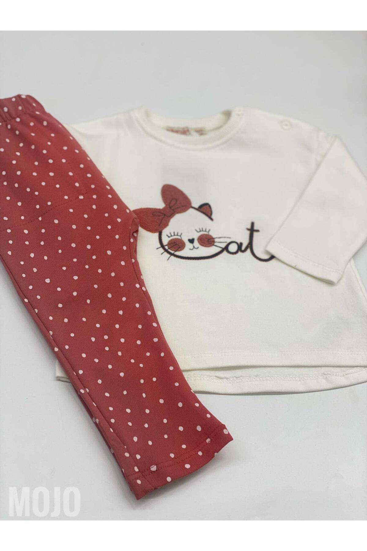 Mojo Bebek Mojo Kız Bebek 6-18 Ay Kedili İkili Takım 118420 Ekru fotoğrafı 2 (önizleme)