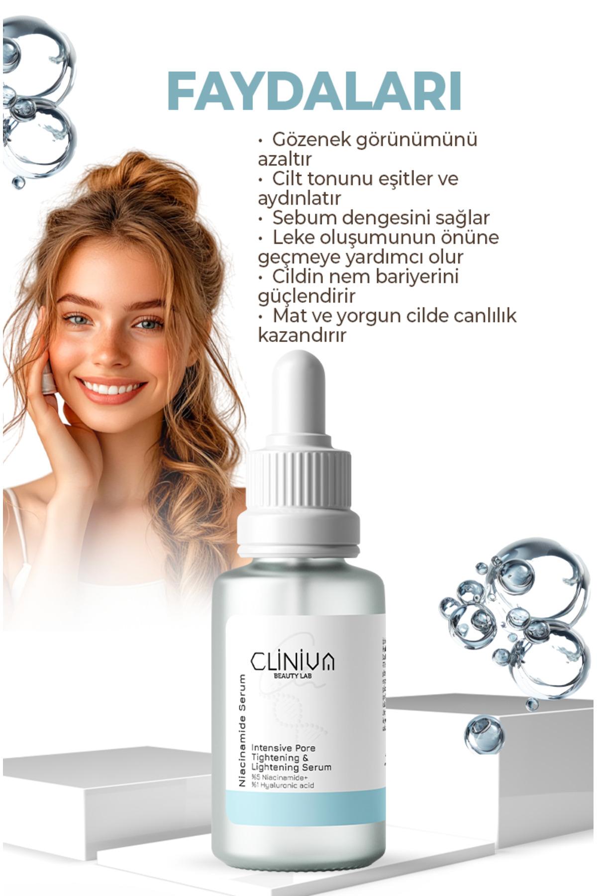 Işıltı İksiri – Niacinamide Serum %1 Hyalüronik Asit 30 ml | Gözenek Sıkılaştırıcı & Aydınlatıcı — s3 — تصویر 2 از 4