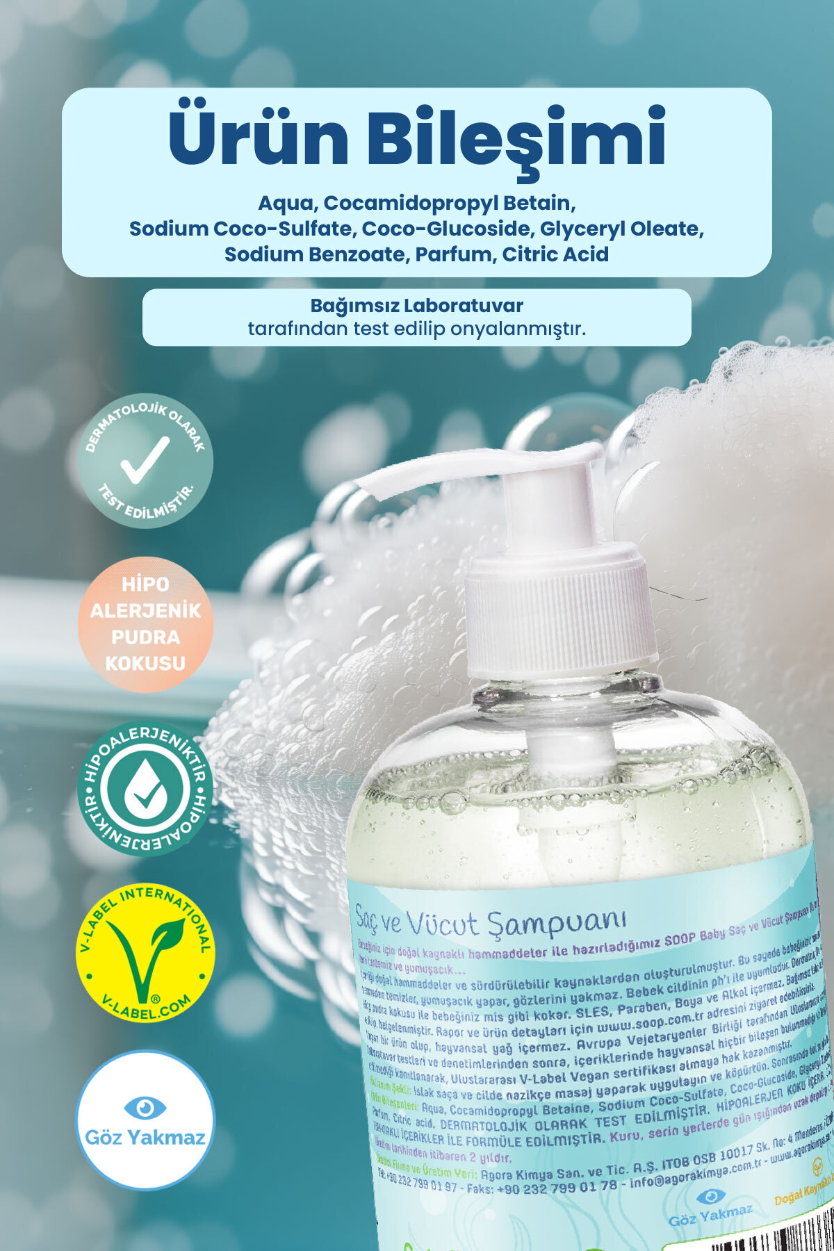 SOOP %100 Doğal Bebek ve Çocuk Şampuanı 2x500 mL Göz Yakmayan, Saç & Vücut fotoğrafı 3 (önizleme)