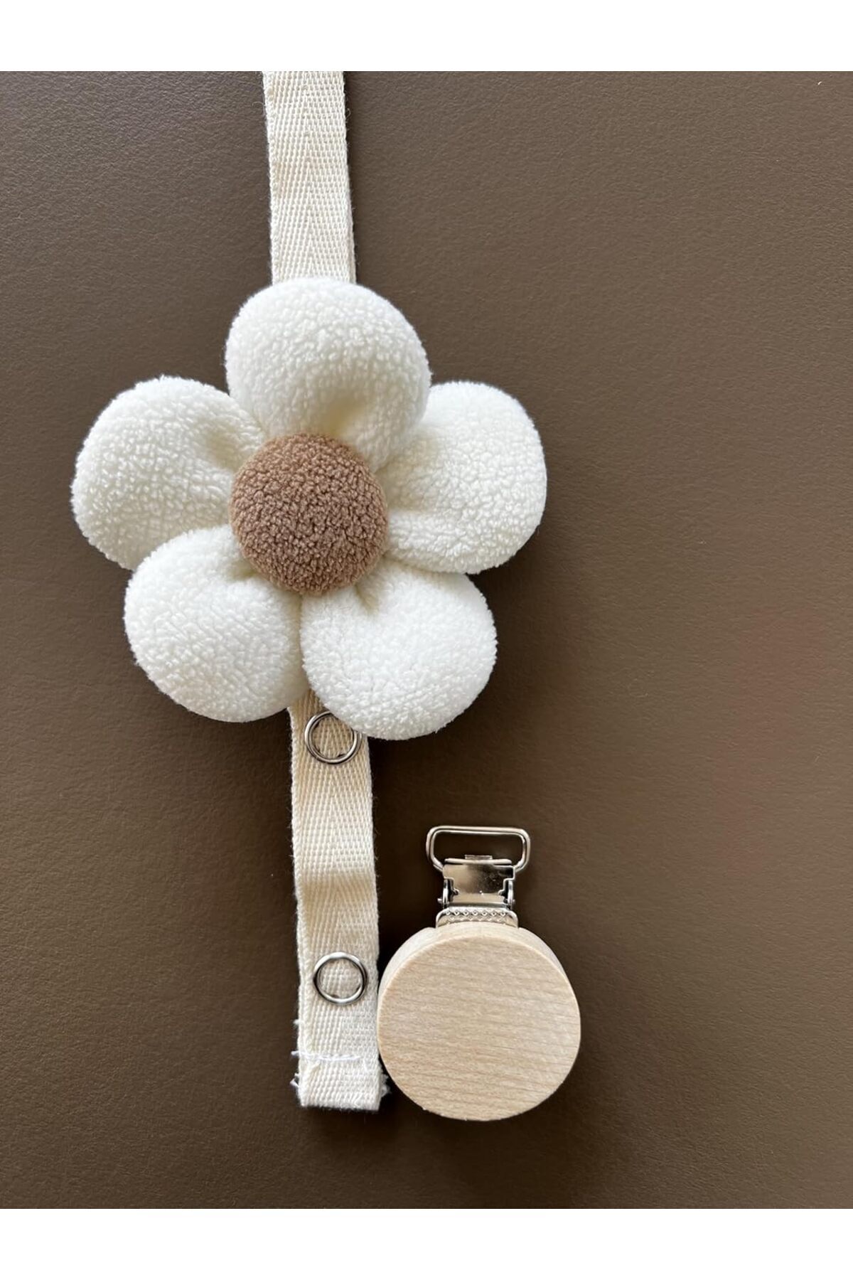 Genel Markalar Bebek Emzik Askısı / Emzik Askılığı - Papatya Desenli, Beyaz Renk, Güvenli Klipsli fotoğrafı 5 (önizleme)