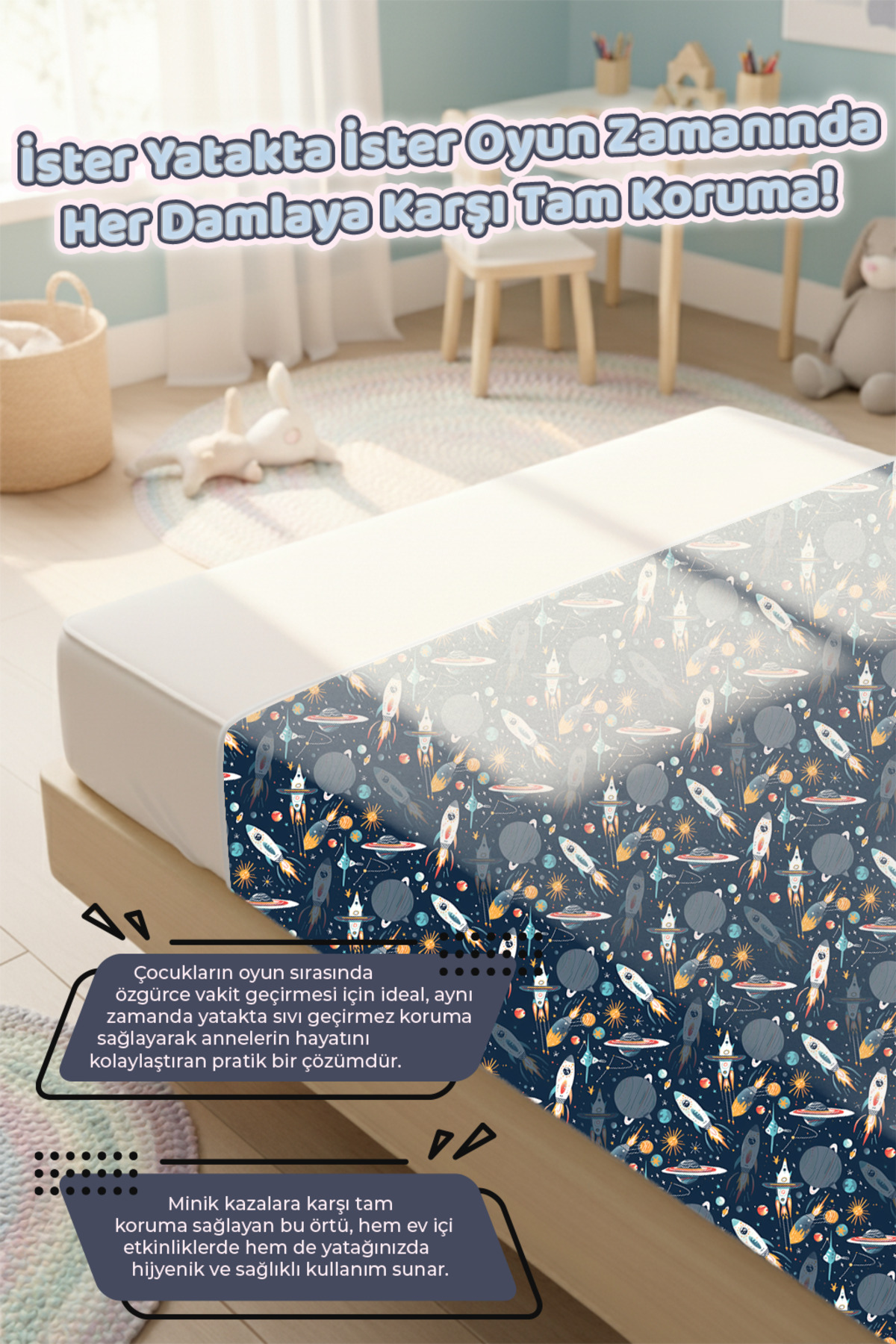 HAMUR Proof Sıvı Geçirmez Etkinlik Aktivite Halı Örtüsü Örtüsü Çok Amaçlı Bebek Çocuk Oyun Matı Galaxy fotoğrafı 6 (önizleme)