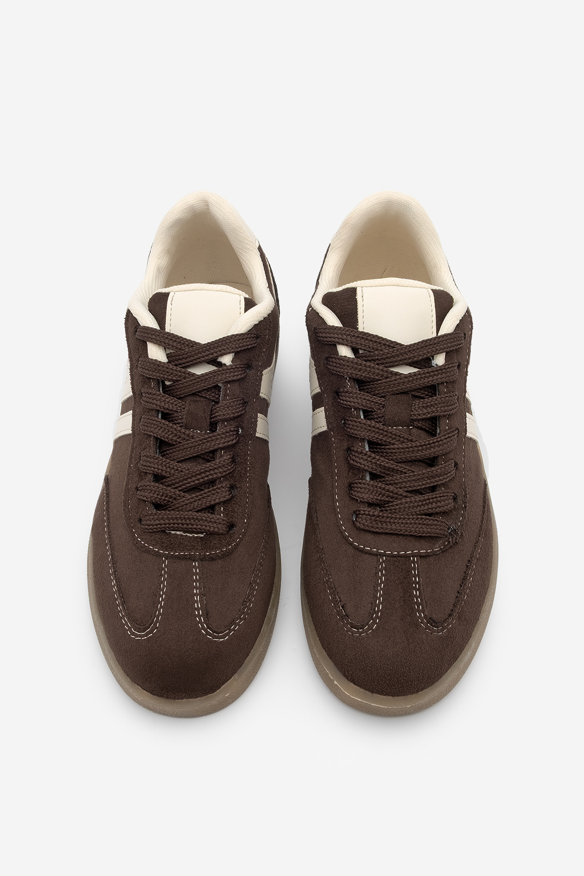 کتانی زنانه مارجین مدل Tiyone قهوه‌ای شیرین، قهوه‌ای تلخ، بنددار و کفی تخت