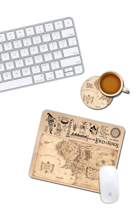 iyi fikirler LOTR Yüzüklerin Efendisi Orta Dünya Mouse Pad ve Bardak Altlığı Set