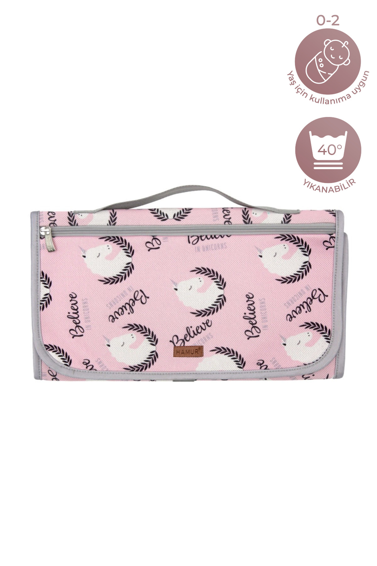 HAMUR Bebek Alt Açma Bakım Çantası Organizerli Anne Bebek Yenidoğan Değiştirme Minderi Unicorns fotoğrafı 6 (önizleme)