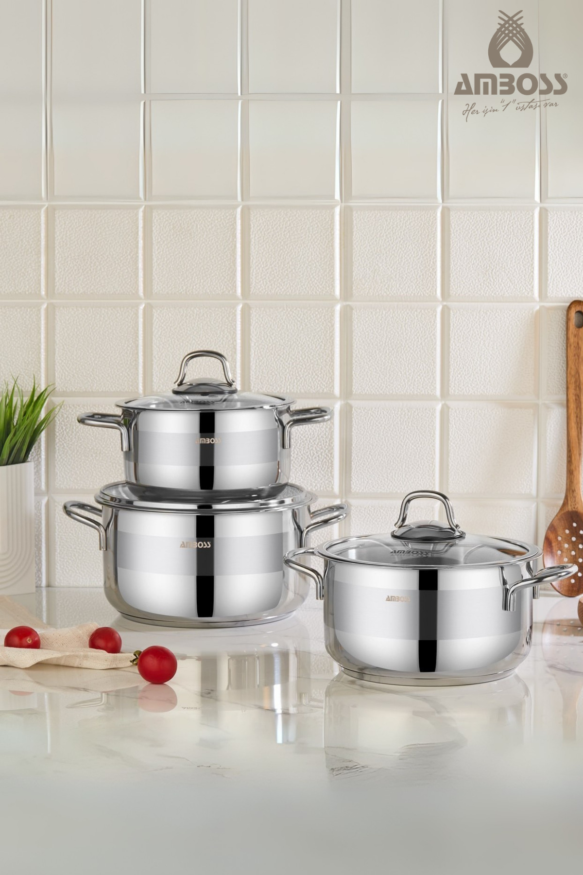 Amboss Saphire Saphire 6 Parça Derin Tencere Seti Cam Kap - Fiyatı