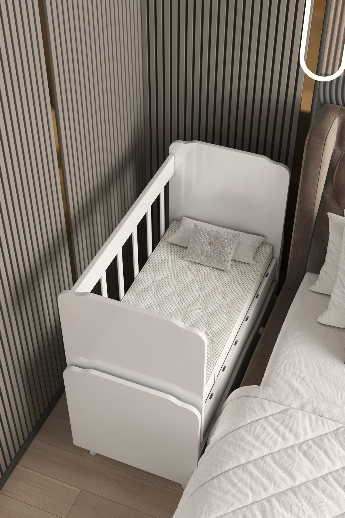 BANANA BABY Yıldız YATAK HEDİYELİ Sallanır Sabitlenir Anne Yanı Çekmeceli Beşik fotoğrafı 4 (önizleme)