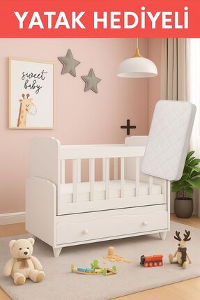 BANANA BABY Yıldız YATAK HEDİYELİ Sallanır Sabitlenir Anne Yanı Çekmeceli Beşik