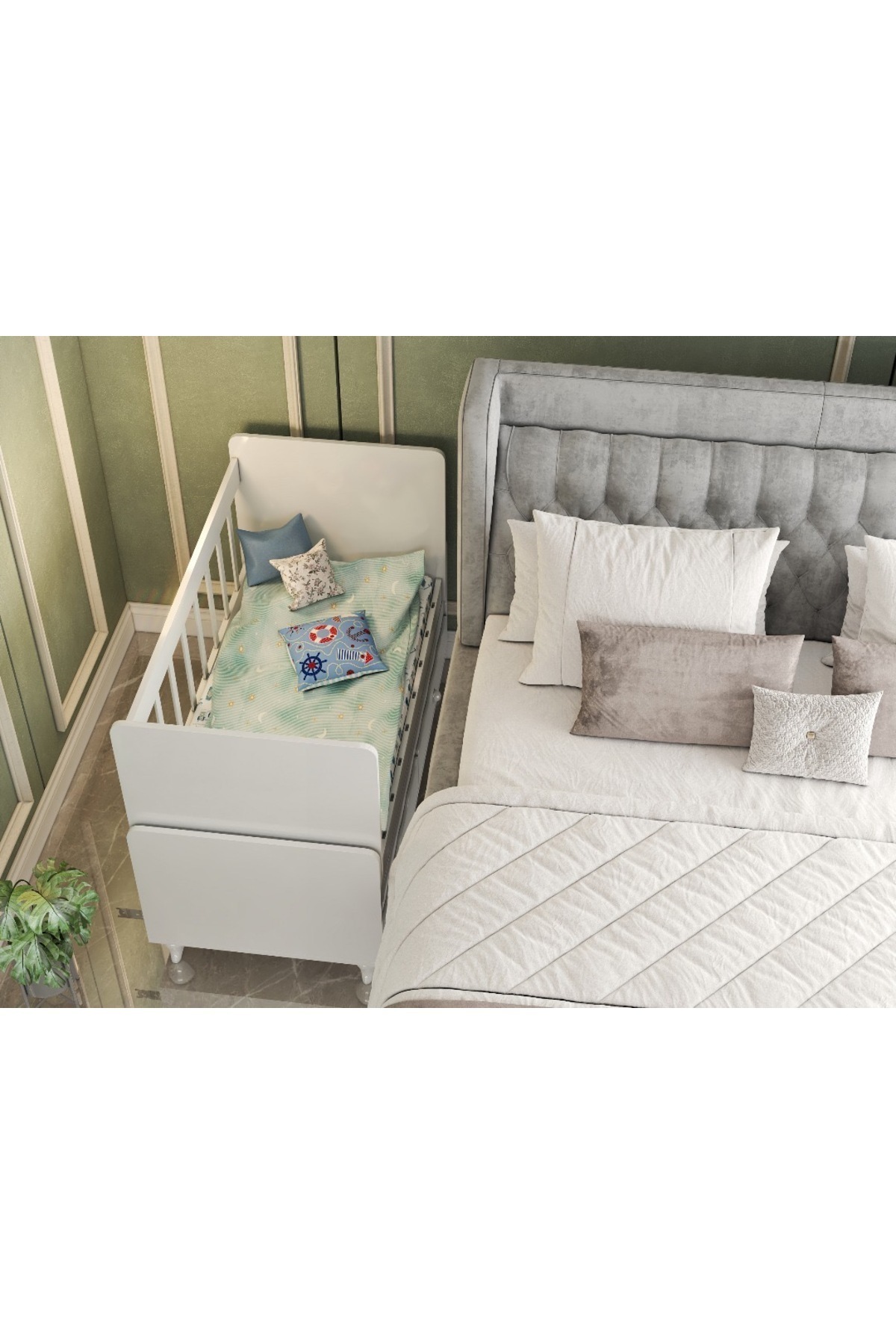 BANANA BABY Yatak Hediyeli Anneyanı Sallanır Sabitlenir Çekmeceli 60*120 Beşik fotoğrafı 4 (önizleme)