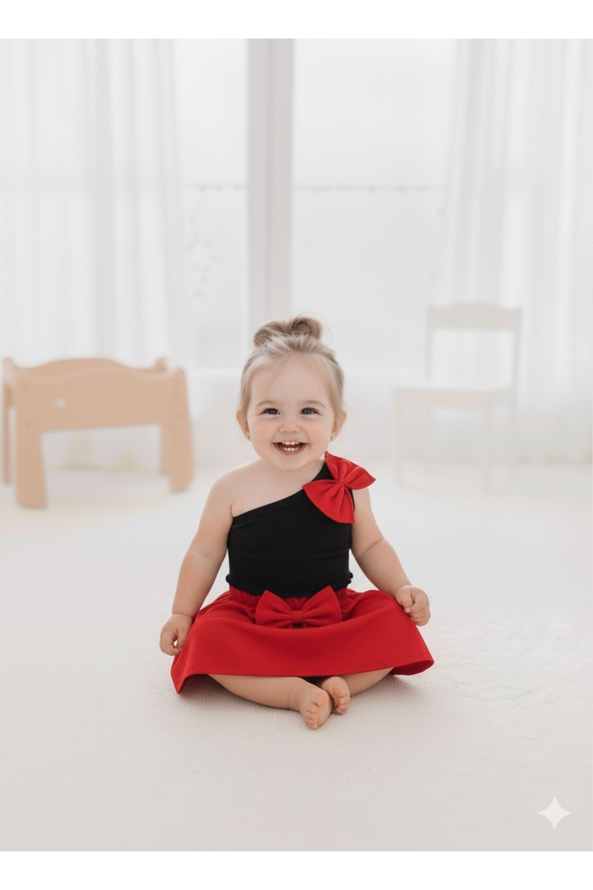 BAHNUR SiYAH BEBEK ÇOCUK TEK KOL CROP ETEK SETi TAKIMI YAZLIK TAKIM fotoğrafı 2 (önizleme)