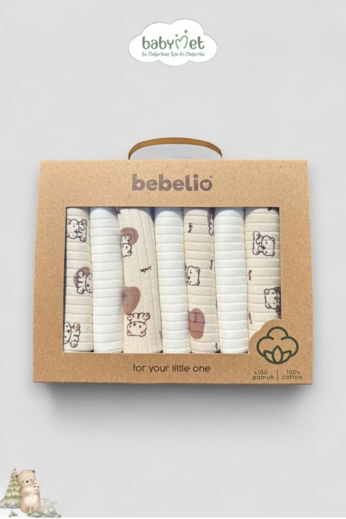 Babymet %100 Pamuk Organik Bebek Ağız Mendili 7'li Set, 25x25 cm Yumuşak&Hipoalerjenik