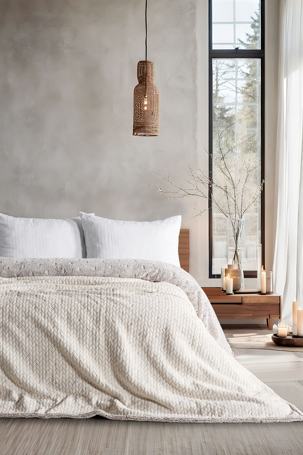 Doqu Home Alora Battaniye Çift Kişilik Bej
