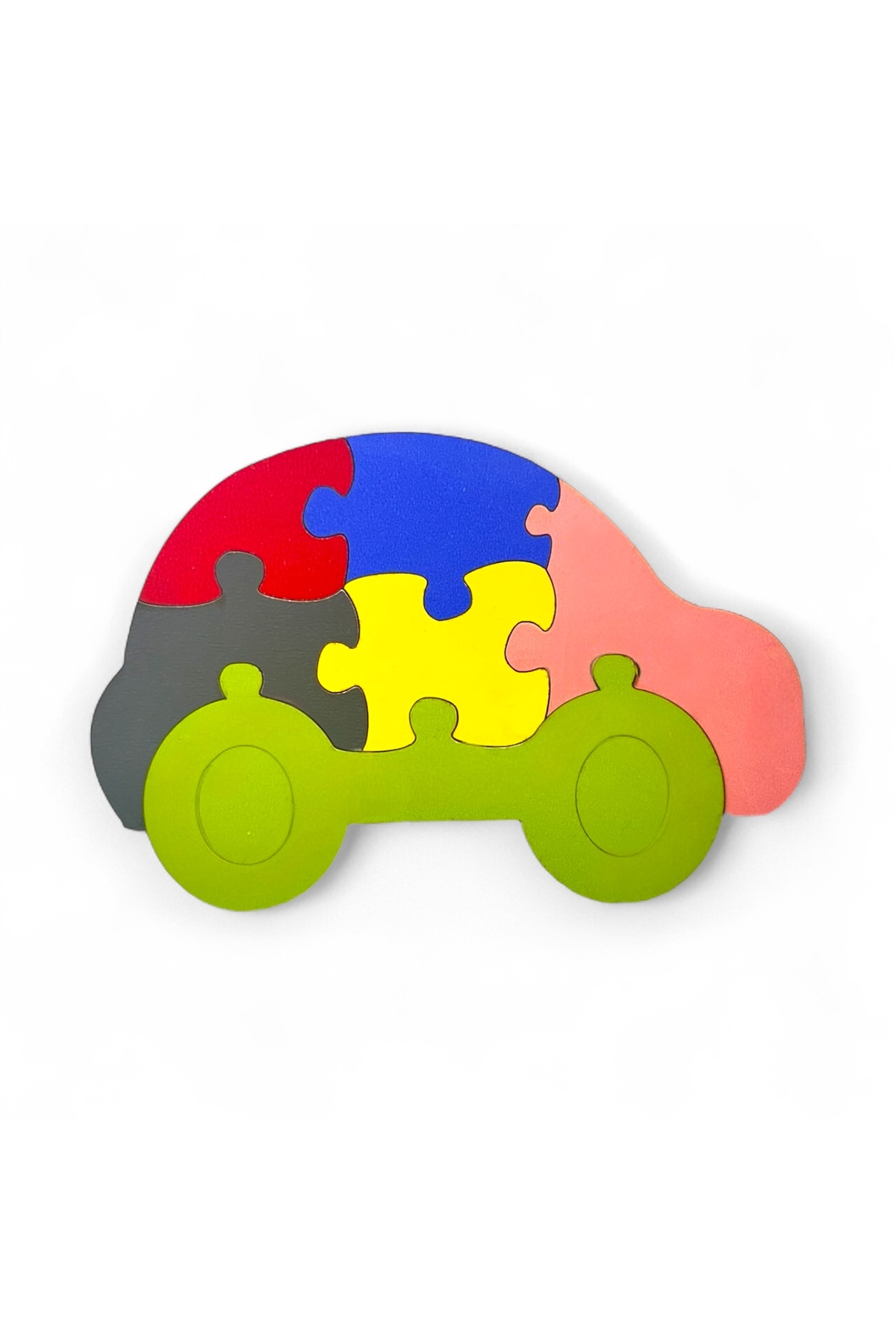 پازل ۶ تکه رنگارنگ ام‌دی‌اف به همراه ماشین اسباب‌بازی (بسته ۶ عددی)