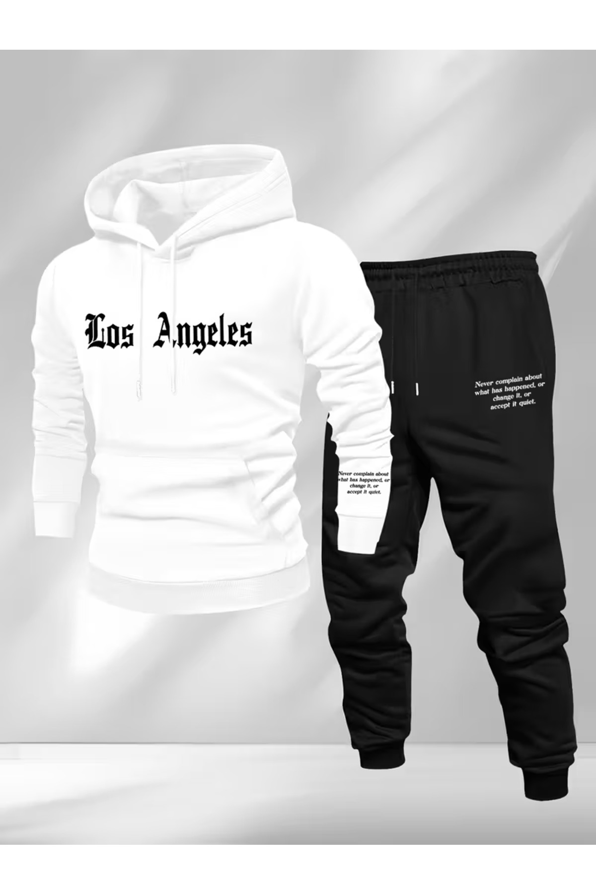 Elvino Комплект от трислойна зимна качулка и спортен екип с печат от Лос Анджелис