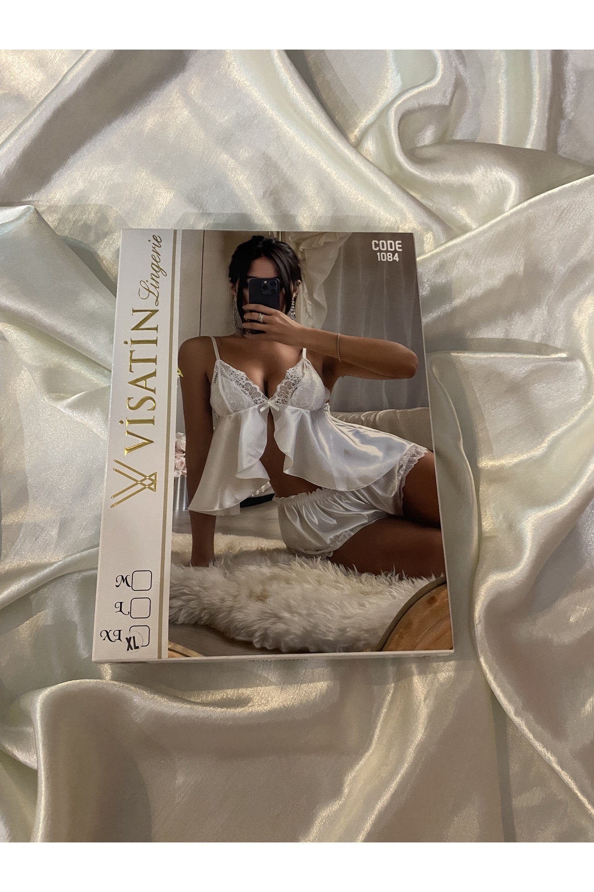 VİSATİN Saten Beyaz Gecelik