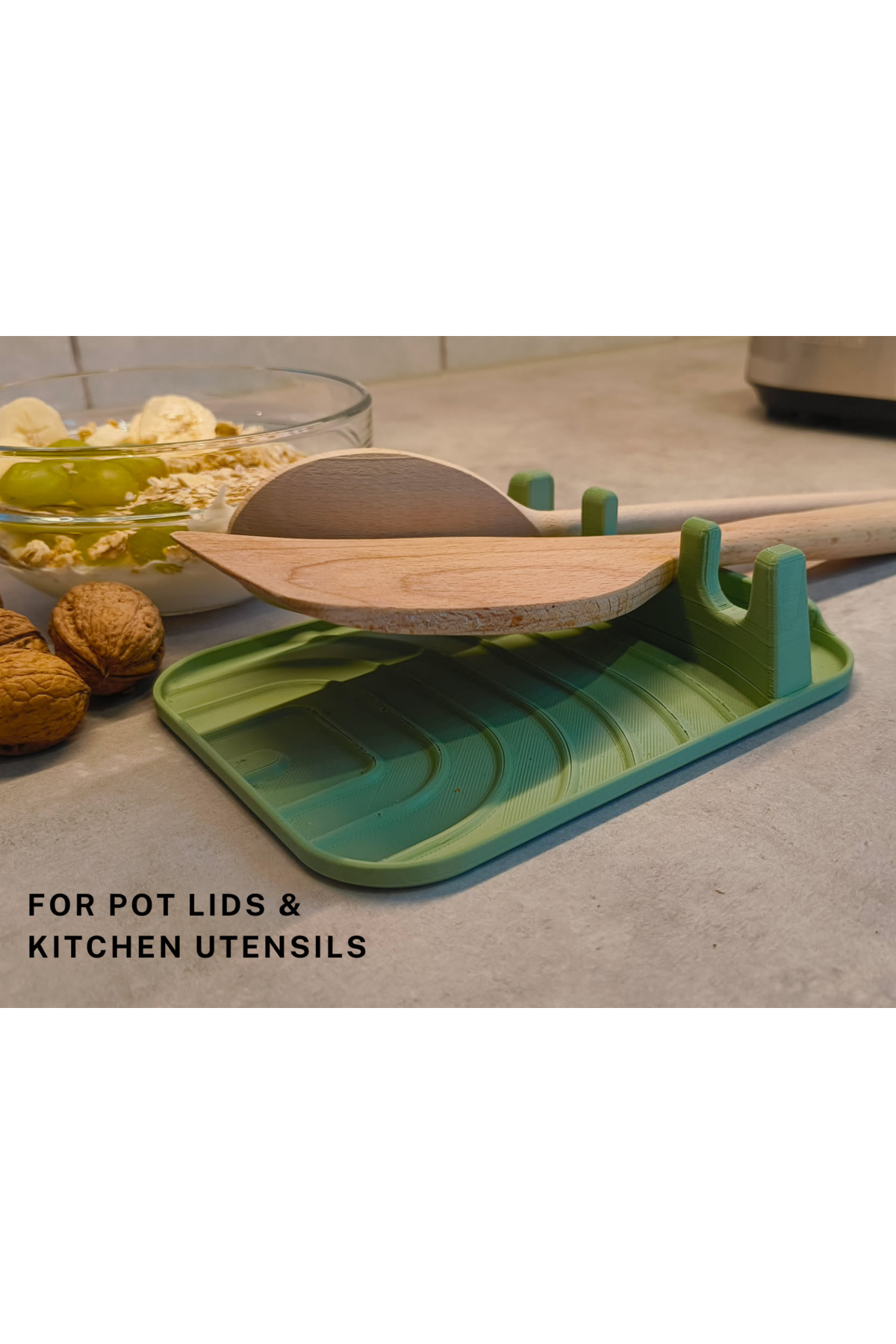 Mutfak Kaşık Tencere Yanı ve Kapak Tutucu – 3D Baskı Organizer (17×13 cm)