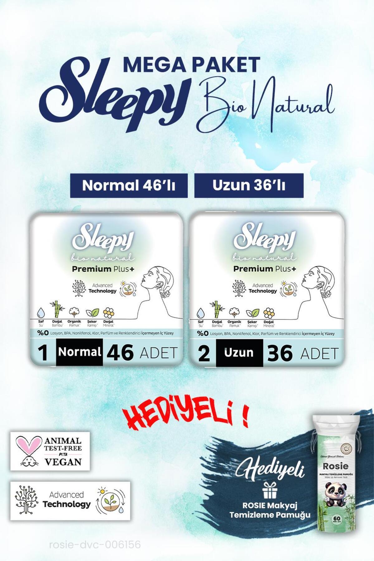Sleepy Bio Natural Normal 46, Uzun 36 Adet Mega Paket ve Rosie Pamuk ...