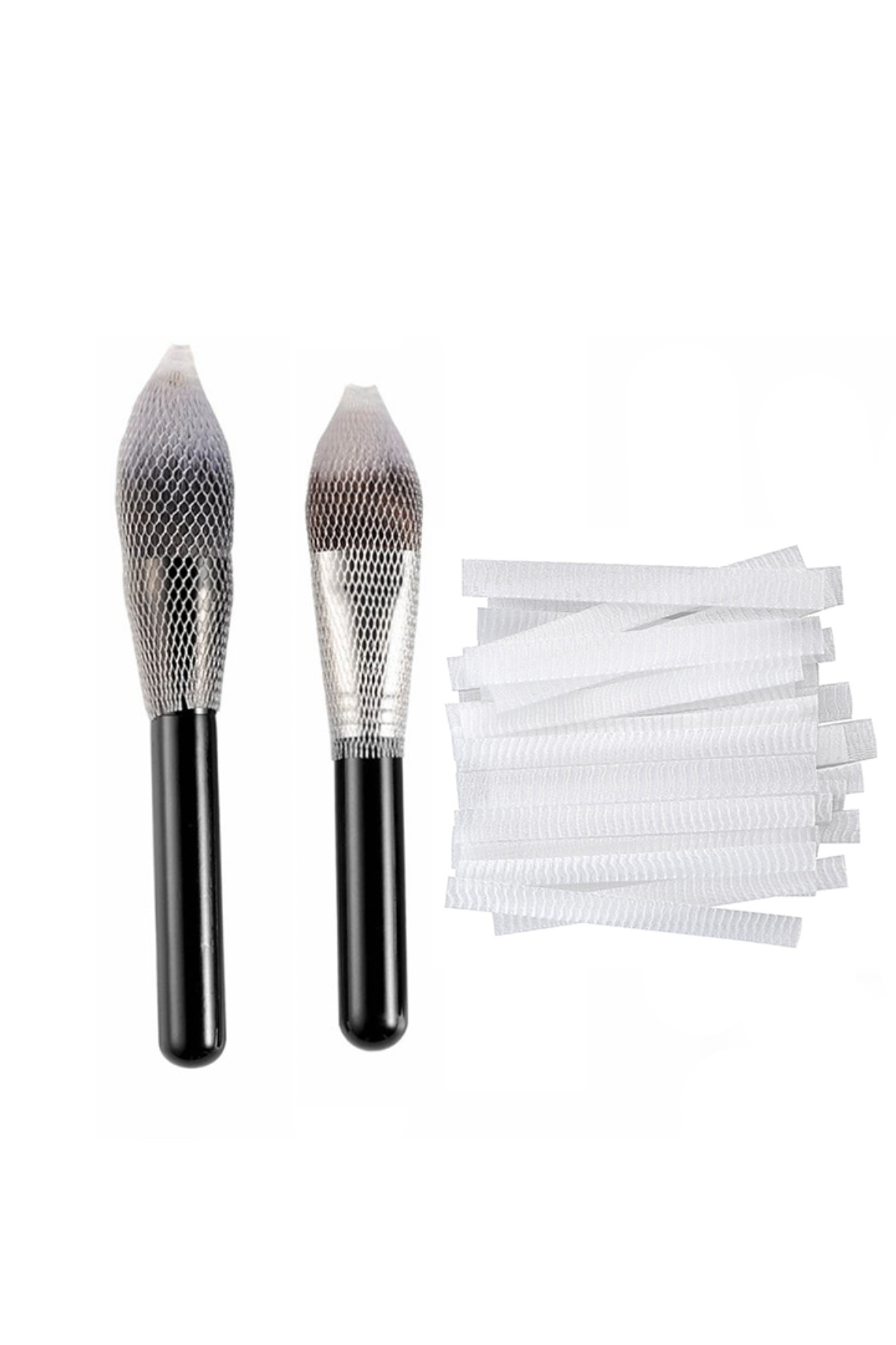 Nactumu 20 Adet Far, Allık, Kontür ve Eyeliner Fırçaları İçin Örgü Kapak, Makyaj Fırça Koruyucu File Kılıf