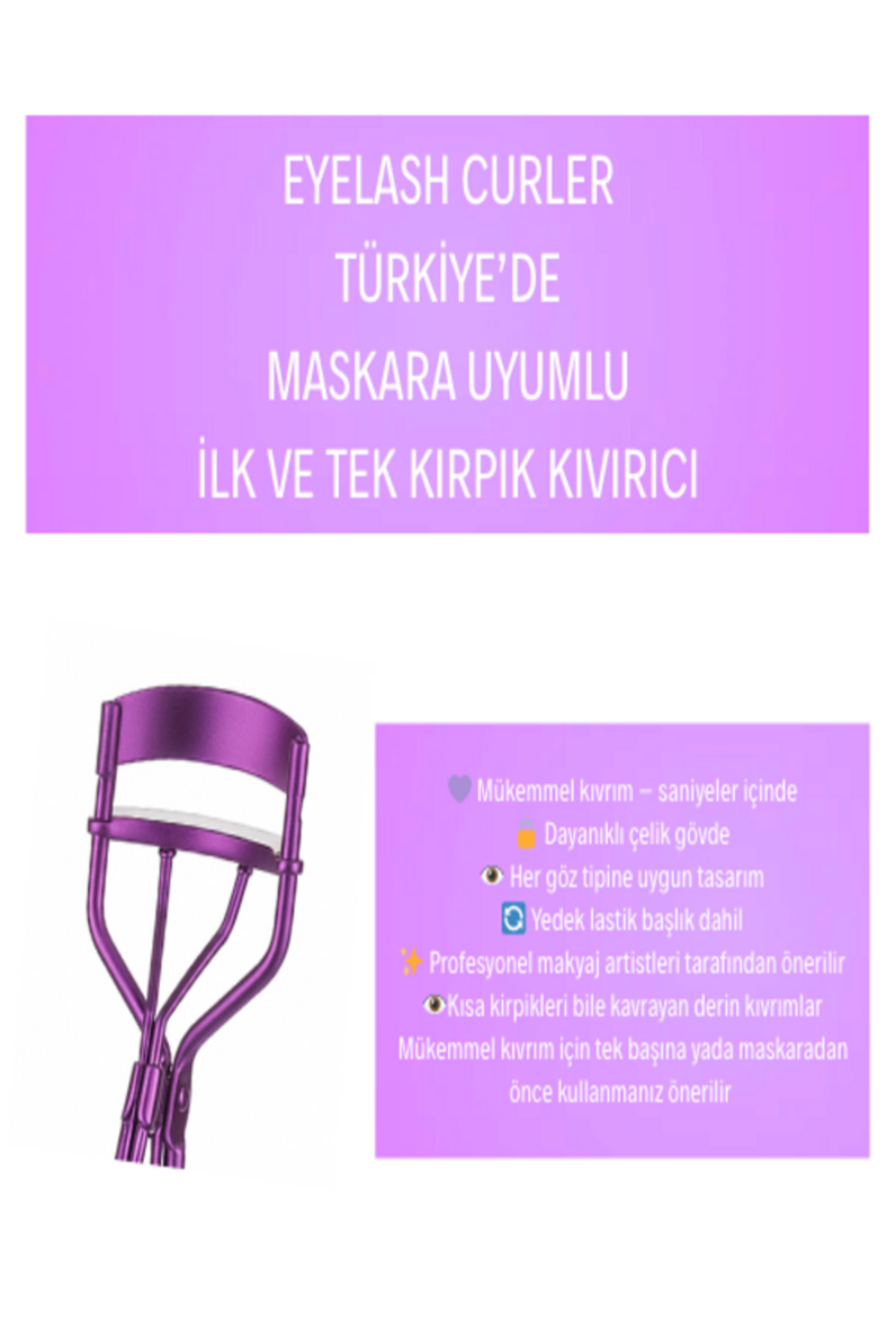 Kirpik Kıvırıcı Kirpik Makası Pro Eyelash Curler Makyaj Maskara Rimel Eyeliner Uyumlu Kirpik Kıvırma Makası — بنفش morkirpikkıvırıcı — تصویر 4 از 6