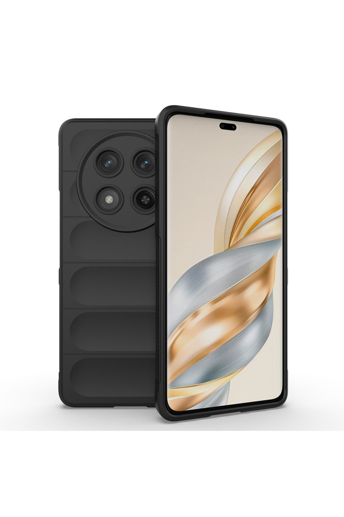 Honor Magic 7 Lite Kılıf Esnek TPU Oyuklu Arka Yüzey Tasarımlı TYGO Etnik Silikon Kapak - Siyah