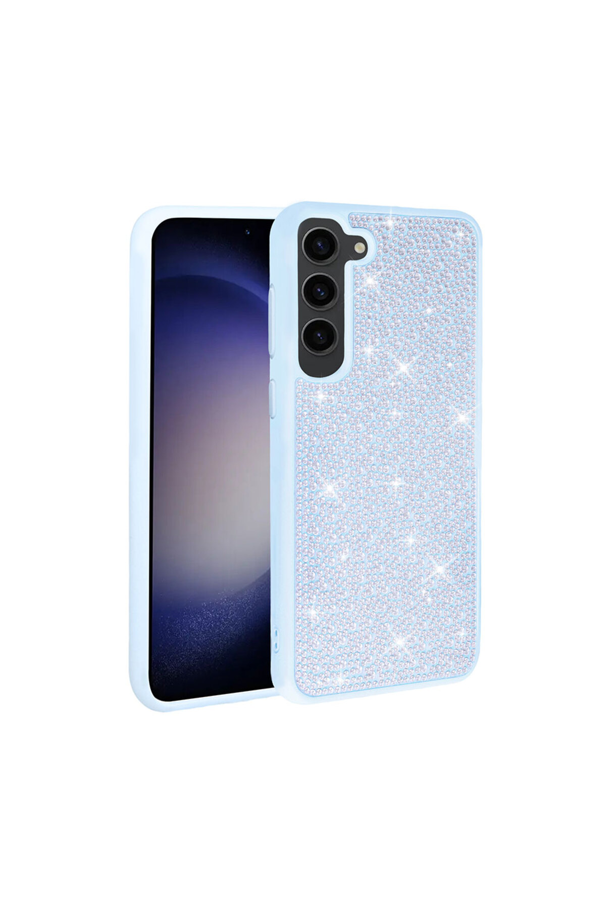 Galaxy S23 Plus Uyumlu Parlak Taşlı Tasarım TYGO Ston Kılıf-Mavi Açık