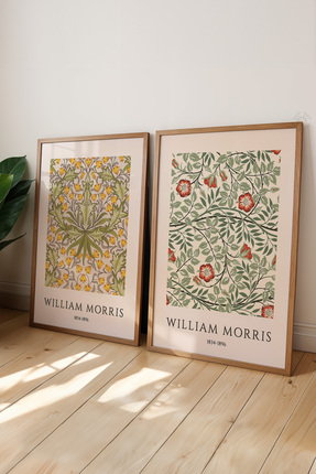 Basquiart William Morris 2'li Ahşap Çerçeveli Poster, Tablo Seti No:21