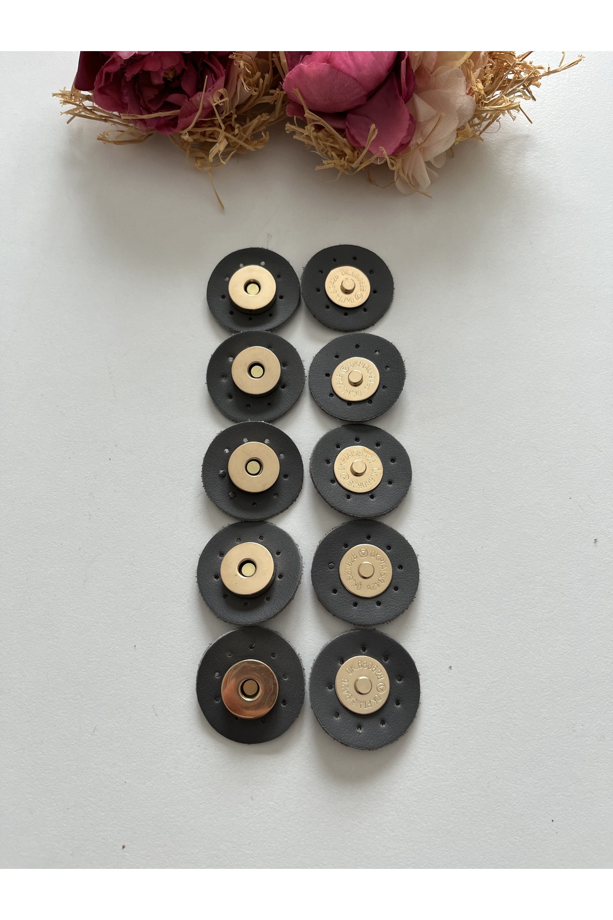 Quintuple Leather Magnet for Knitted Bags - Quintuple Snap Fastener