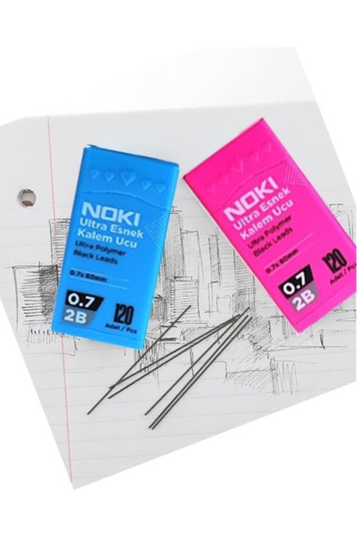 Noki Kalem Ucu Ultra Esnek 0.7mm 2b Siyah 120'LI Yeşil 1 Adet 0,7 Uç 120LI Tüp Esnek Yumuşak Yazım 0